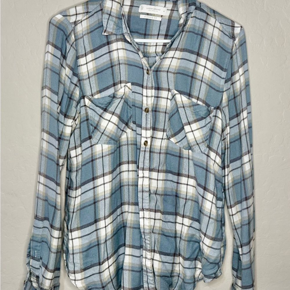LUCKY Brand Blue Plaid Button-Up Shirt